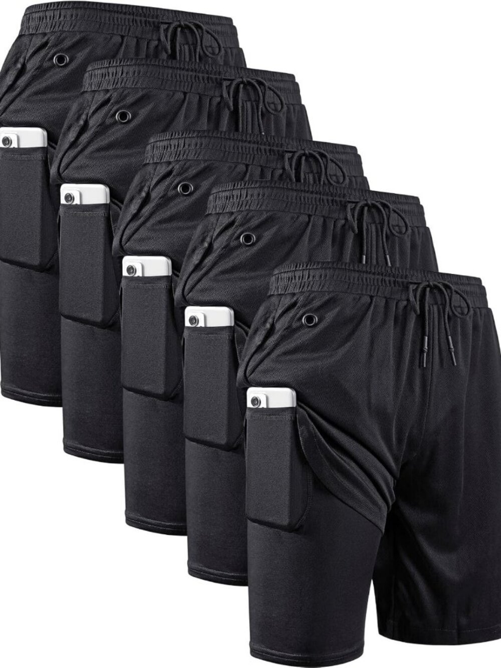 JWJ Mens 2 in 1 Running Shorts Quick Dry Gym Athletic Workout Clothes with Side